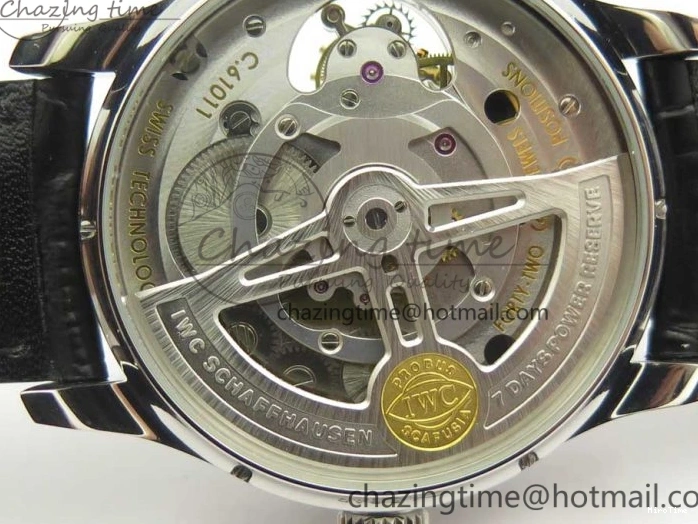 MIROTIME 0510 Efficient Portuguese Tourbillon IW5463 SS ZF Best Edition White Dial on Black Leather Strap 7170